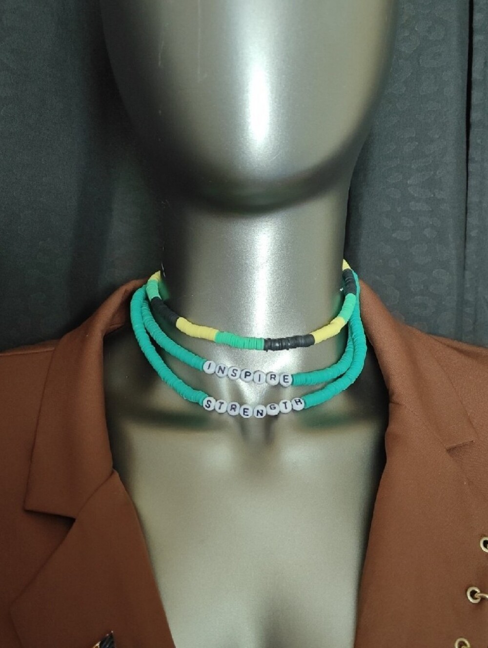 Inspire Strength Green & Yellow Beaded Wrap Bracelet